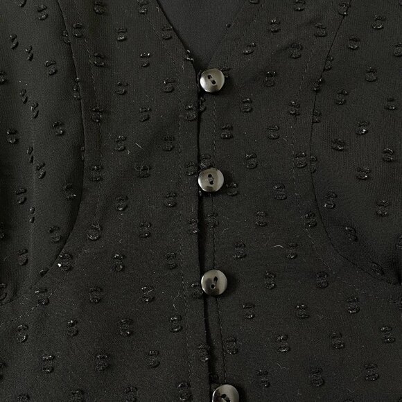 Ann Taylor LOFT Flutter Sleeve V Neck Blouse Womens size 4 Black - Picture 4 of 10